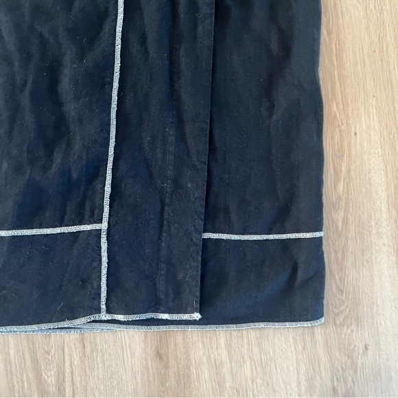 J Jill Linen Maxi Skirt Overlay Embroidered Front Slit Black Lagenlook 6P - Picture 3 of 10